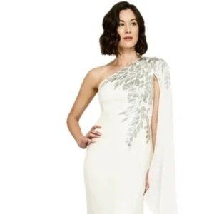 Tadashi Shoji Columba White Crepe Gown
